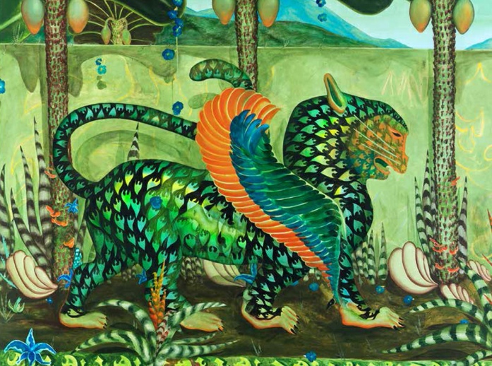 Bruno Novelli, No caminho, 2021. Acrylique sur toile, 188 x 184 cm. Collection José Olympio Pereira. Photo © Samuel Esteves